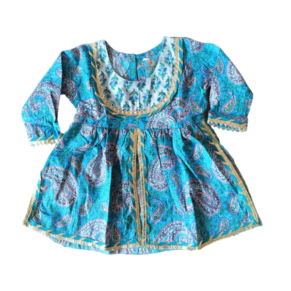 Blue sanganeri print kurta Sharara set - Image 3