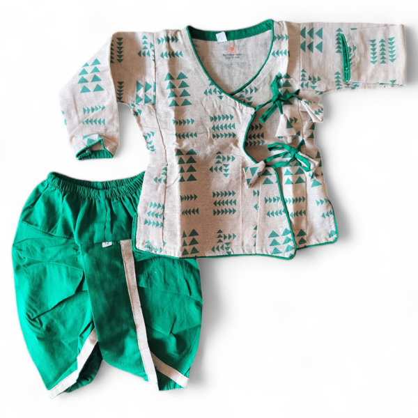 Green triangle design angarkha Dhoti Kurta