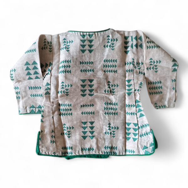 Green triangle design angarkha Dhoti Kurta - Image 2