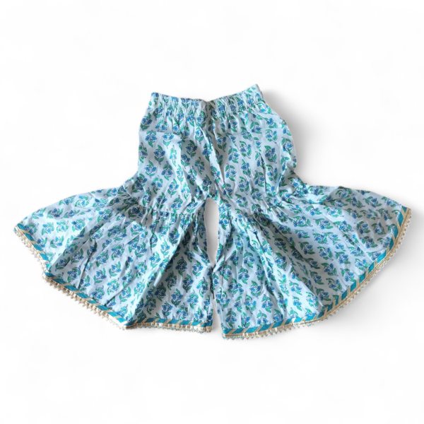Blue sanganeri print kurta Sharara set - Image 4