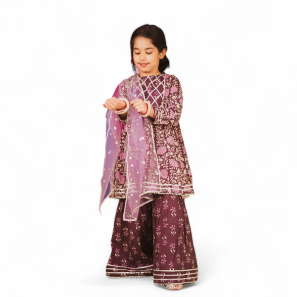 Purple pink sharara set