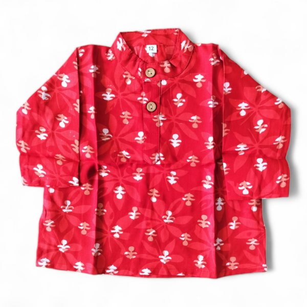 Red white dhoti Kurta set - Image 2