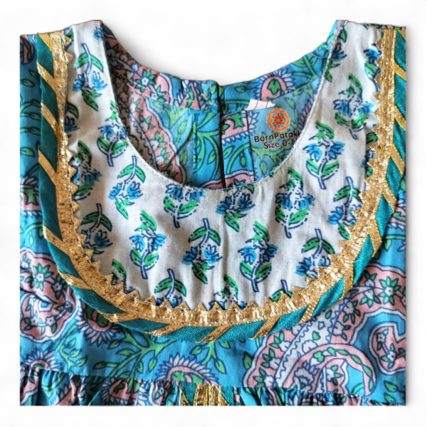 Blue sanganeri print kurta Sharara set - Image 5
