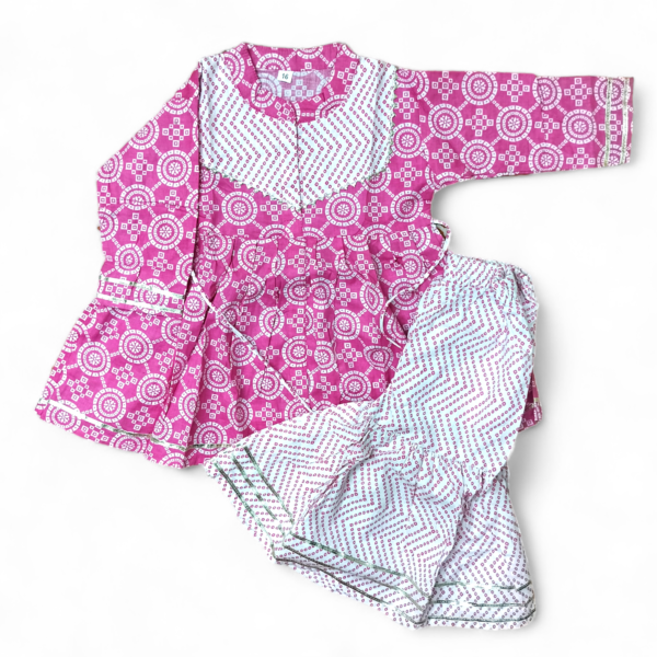 Pink  sharara front buttoned