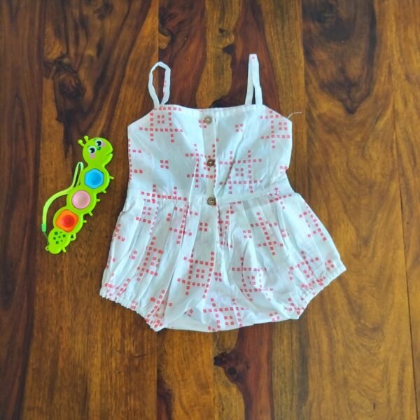 “White Bandhej romper and skirt set for girls – 2-piece traditional summer outfit”