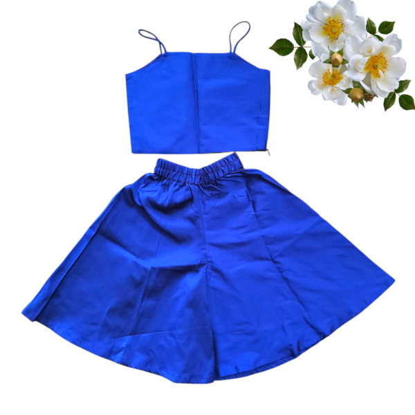 Blue Bandhej Shrug Plazzo Top 3-Piece Set for Girls – Ethnic Wear with Shell Detailing